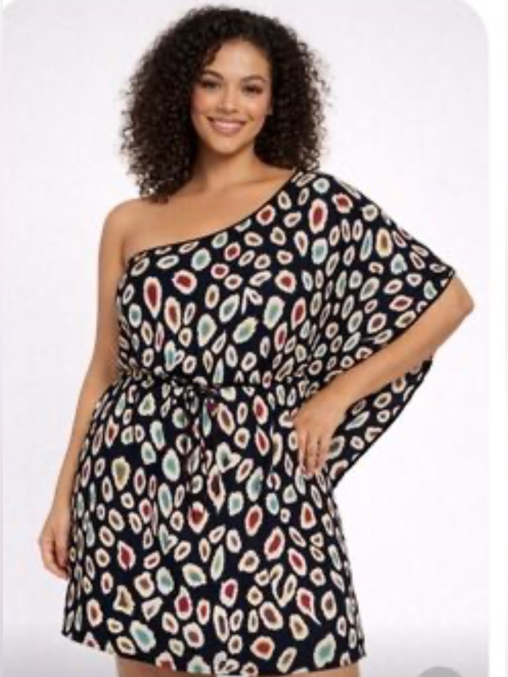 Nicole Miller One-Shoulder Tribal Leopard Mini Dress Size-X-Large Poolside Luxe